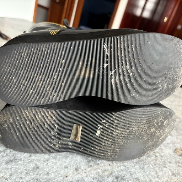 Nasty Gal Black Platform Combat Boots With Yellow Stitching.  Size 5. - Picture 7 of 7